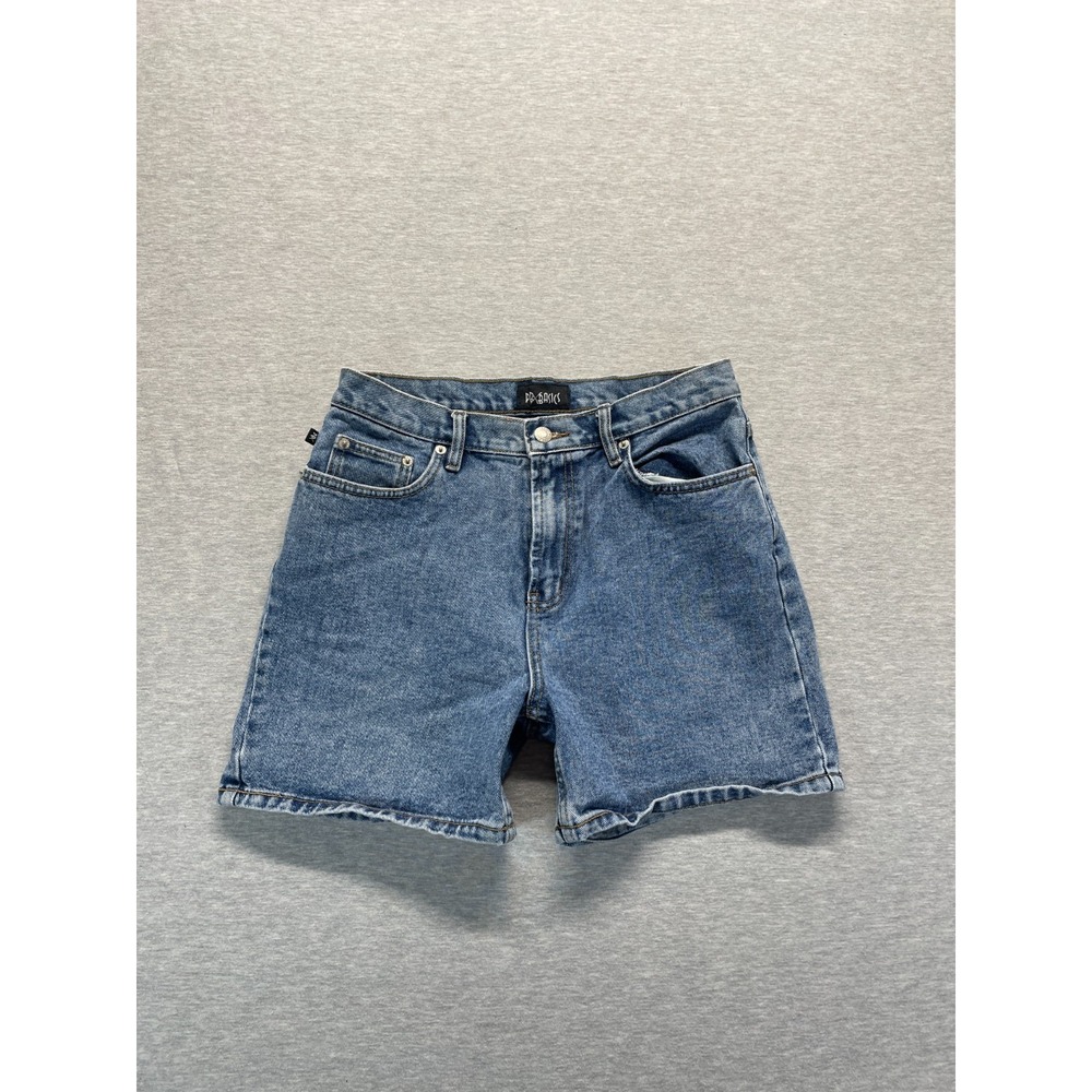 PBX Basics Denim Shorts Womens 8 Blue Medium Wash Cotton High Rise Belt Loops.
